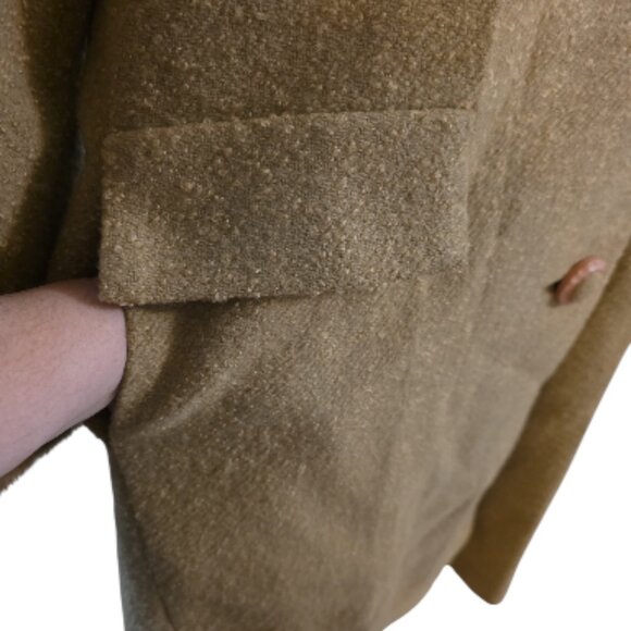 Rare Vintage 1950's-1960's Plus Size Boucle' Wool Mink Fur Trim Swing Coat Flaws - Picture 7 of 12